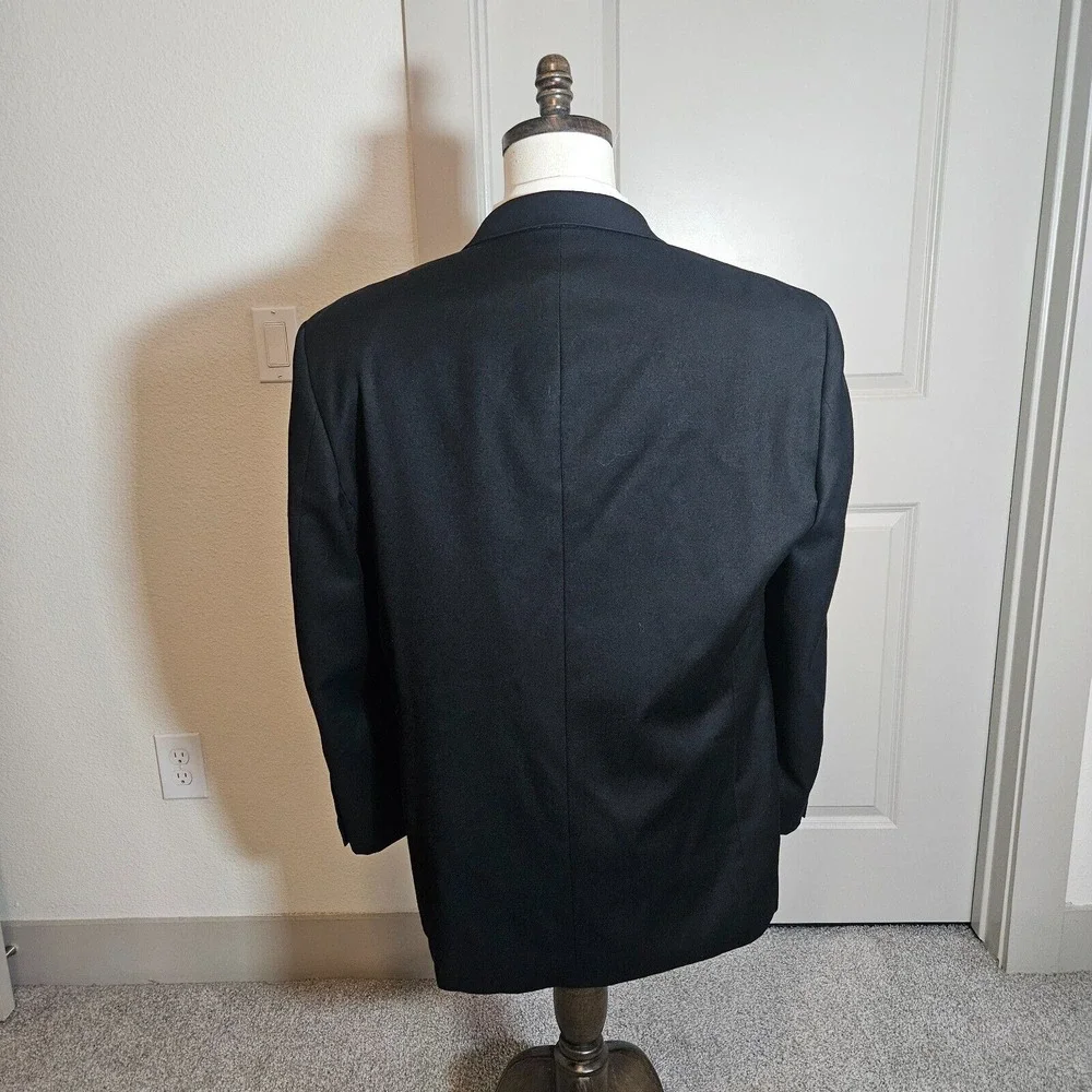 Linea Uomo 2PCs Suit Blazer Men 43R Pants 38x30‎ 100% Wool Black